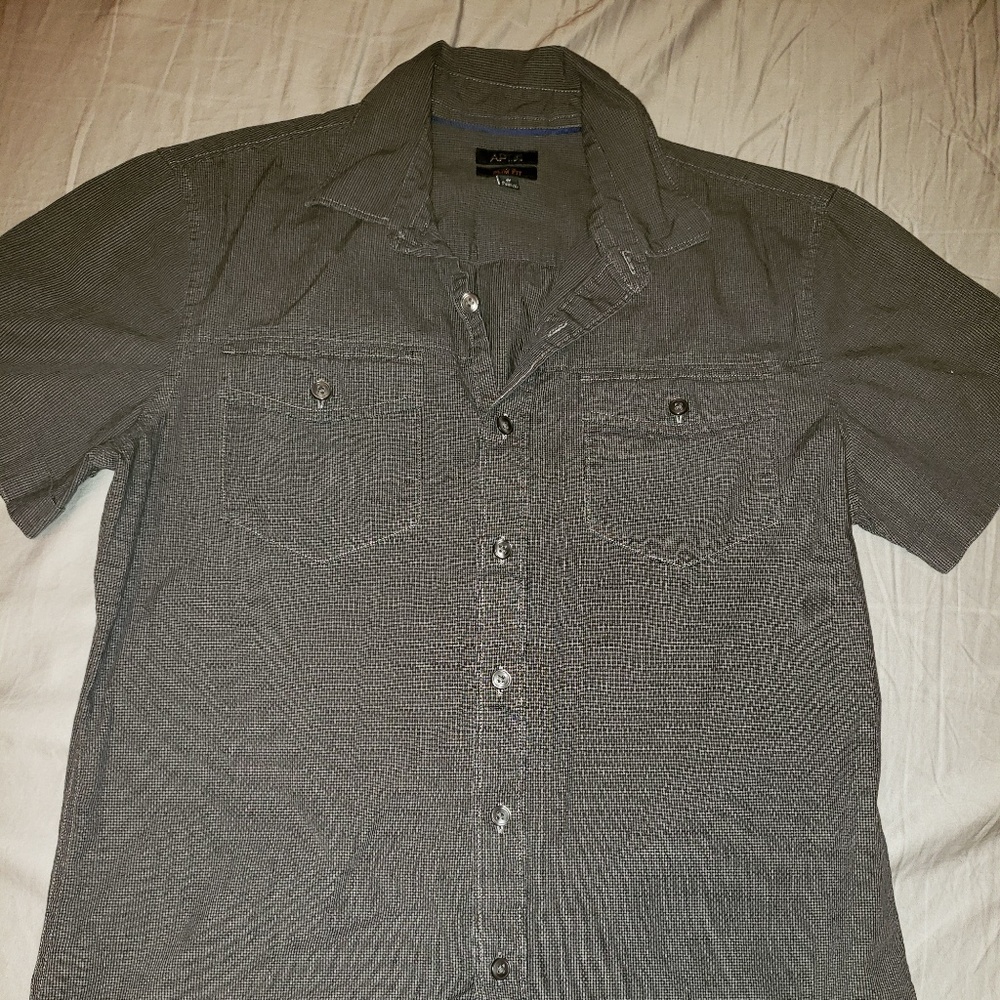 Apt 9 Gray Slim Fit Button Down Shirt Size S